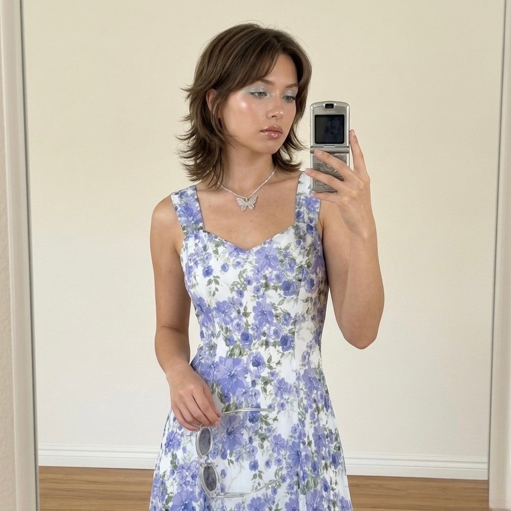 Y2K Ethereal Connected Apparel Dress Womens 10 Purple‎ Floral Sleeveless Fairy